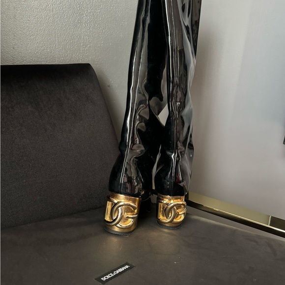 Dolce & Gabbana Black Patent Leather Vally High Boots Shoes main image 0